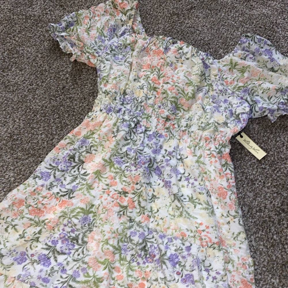 Liberty Floral Mini Dress in Pastel Hues C - Picture 2 of 3